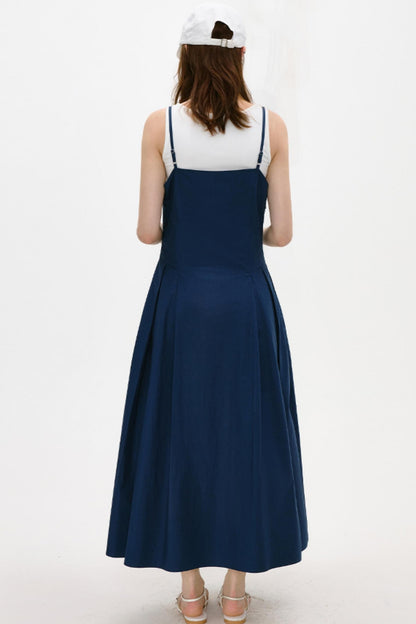 Antique Blue Luxe Halter Dress