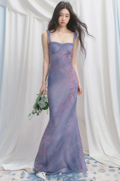 Purple Pleated Summer Dress