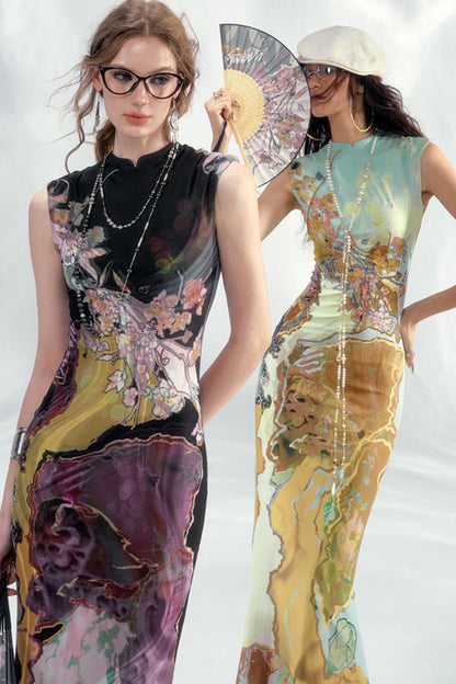 Tri-Color Chinoiserie Dress