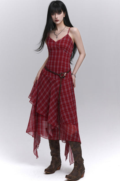 Pink Plaid Halter Dress
