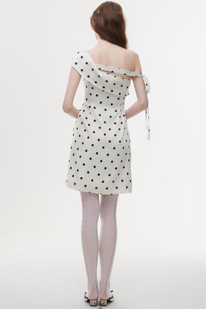 Summer Polka Dot Satin Halter Dress