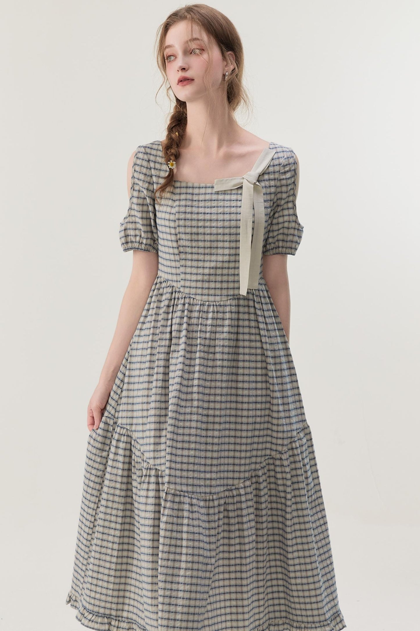 Gray Plaid A-Line Dress
