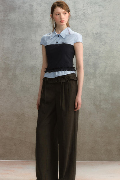 Blue Stripe Short Sleeve Blouse