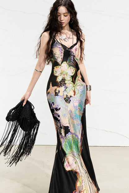 Blossom V-Neck Mermaid Dress