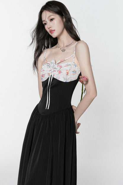 Midnight Satin Halter Dress