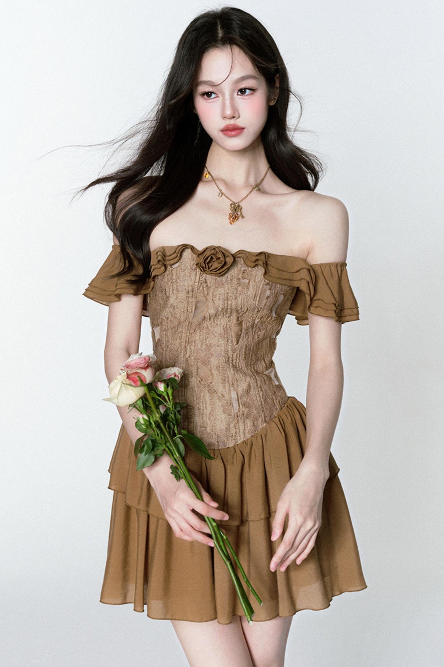 Rose Veins Asymmetrical Romantic Dress