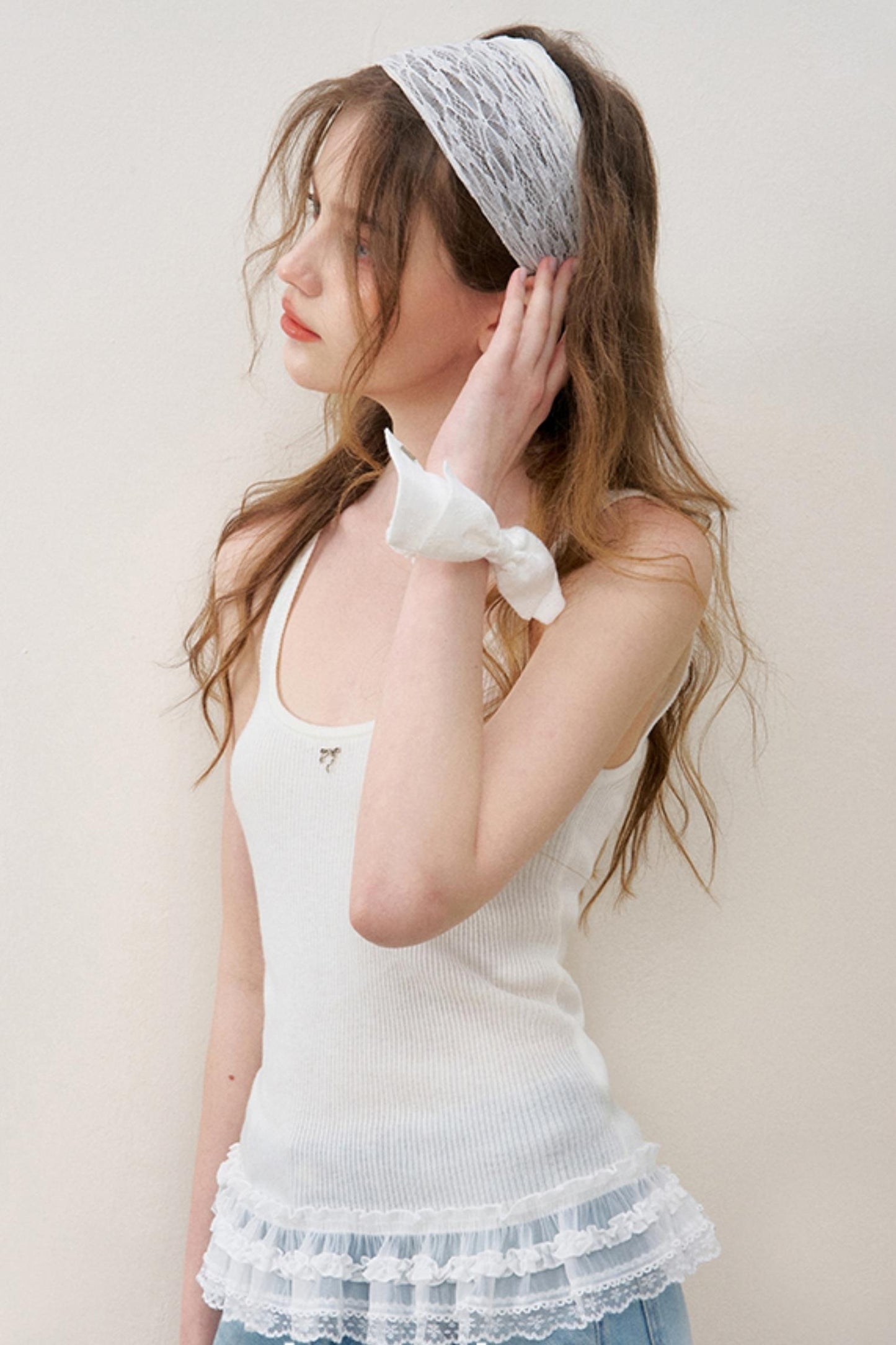 Lace Patchwork Knit Suspenders