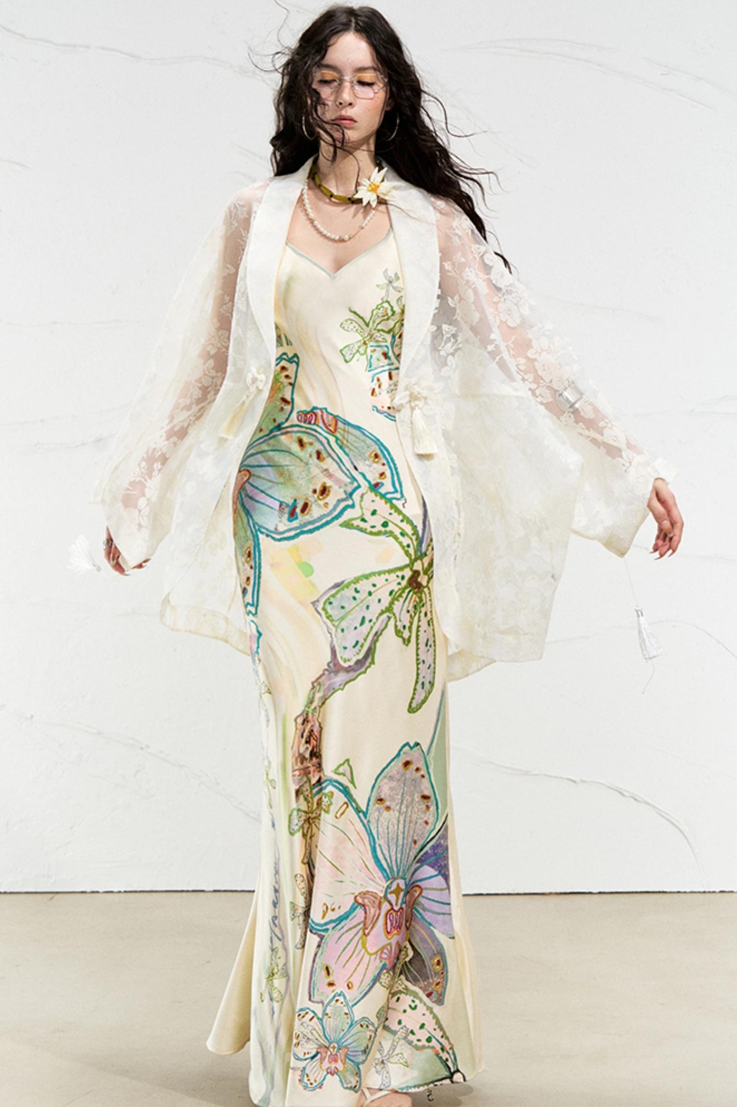 Blossom V-Neck Mermaid Dress