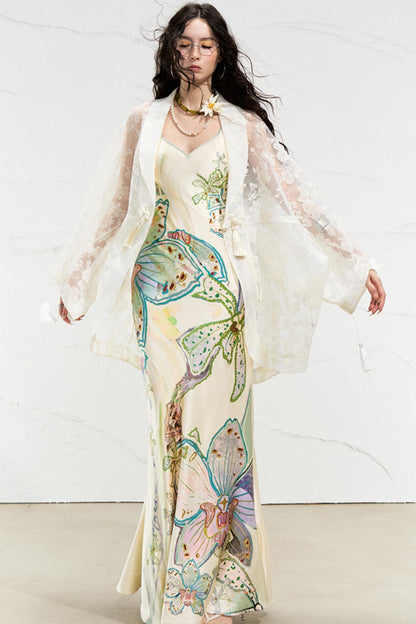 Blossom V-Neck Mermaid Dress