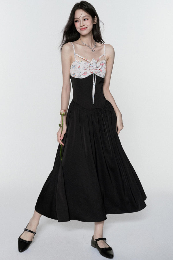 Midnight Satin Halter Dress