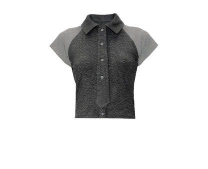 Color Clash Tie-Front Top & Skirt Set-Up