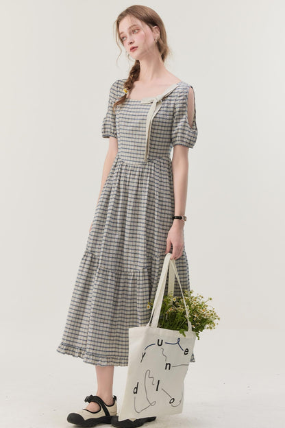 Gray Plaid A-Line Dress