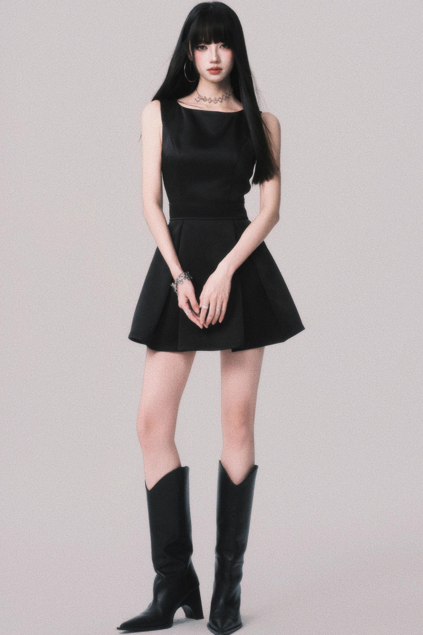 Korean Hepburn Black Summer Dress