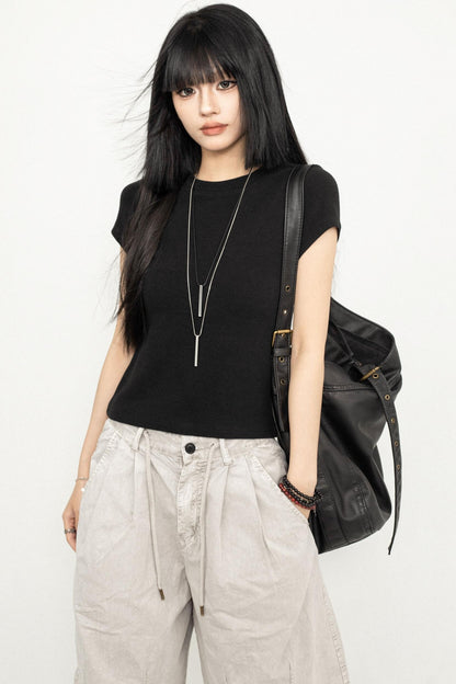 Retro Square Shoulder Slim Fit Tee