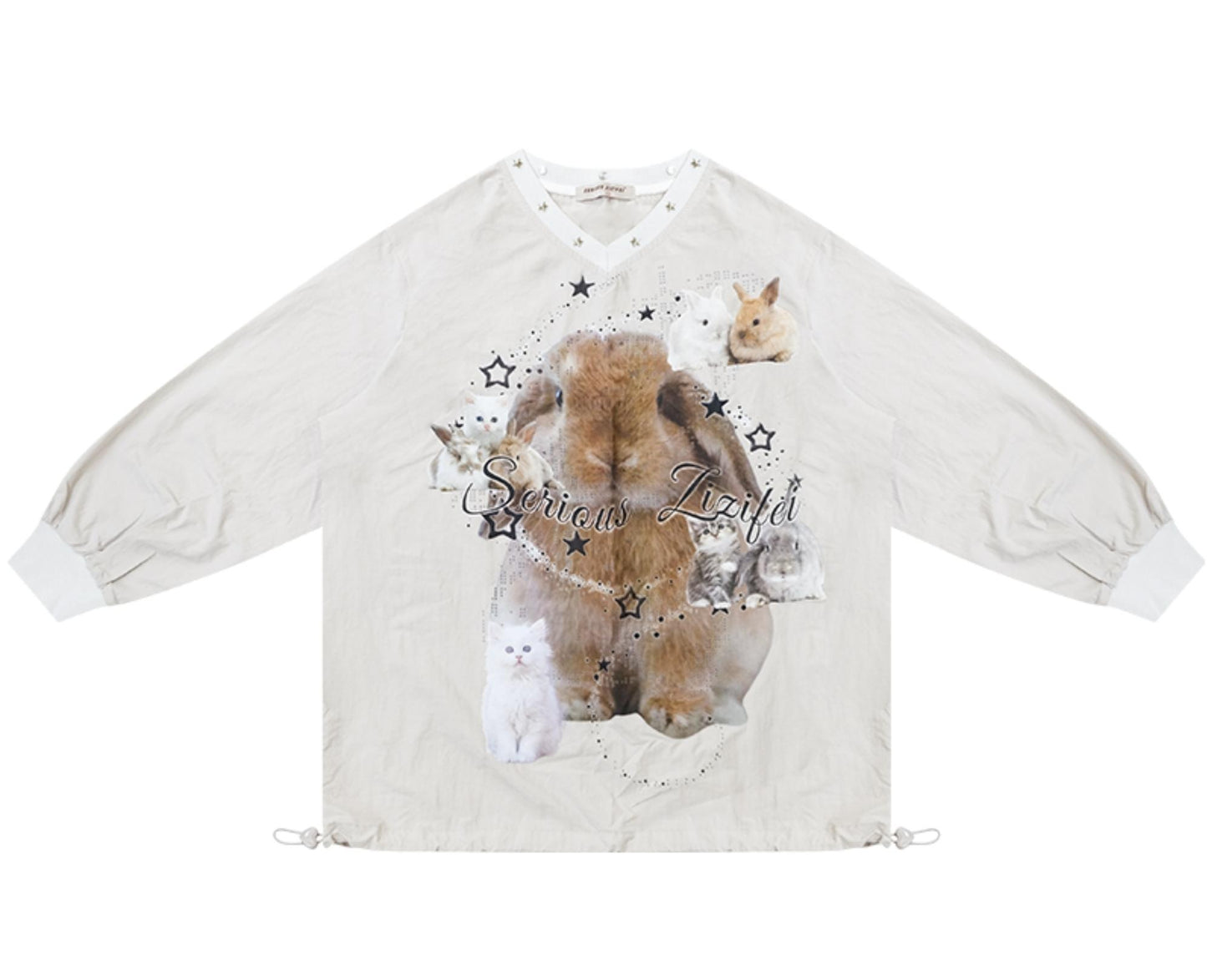 Rabbit Print V-Neck Top