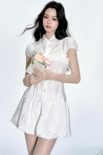 Layered Floral Bustier With Skirt Set-Up