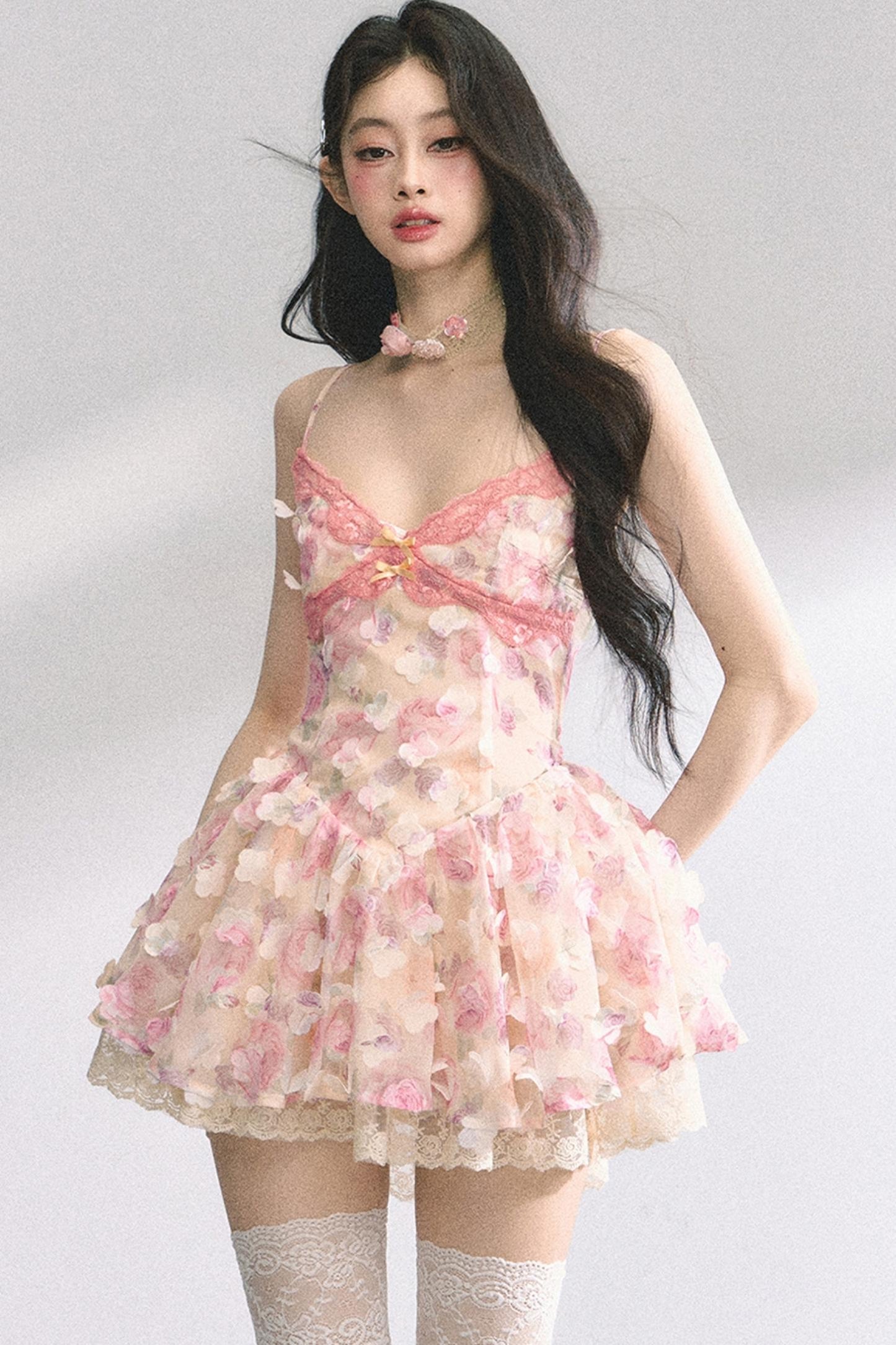 Apricot Lace Halter Dress