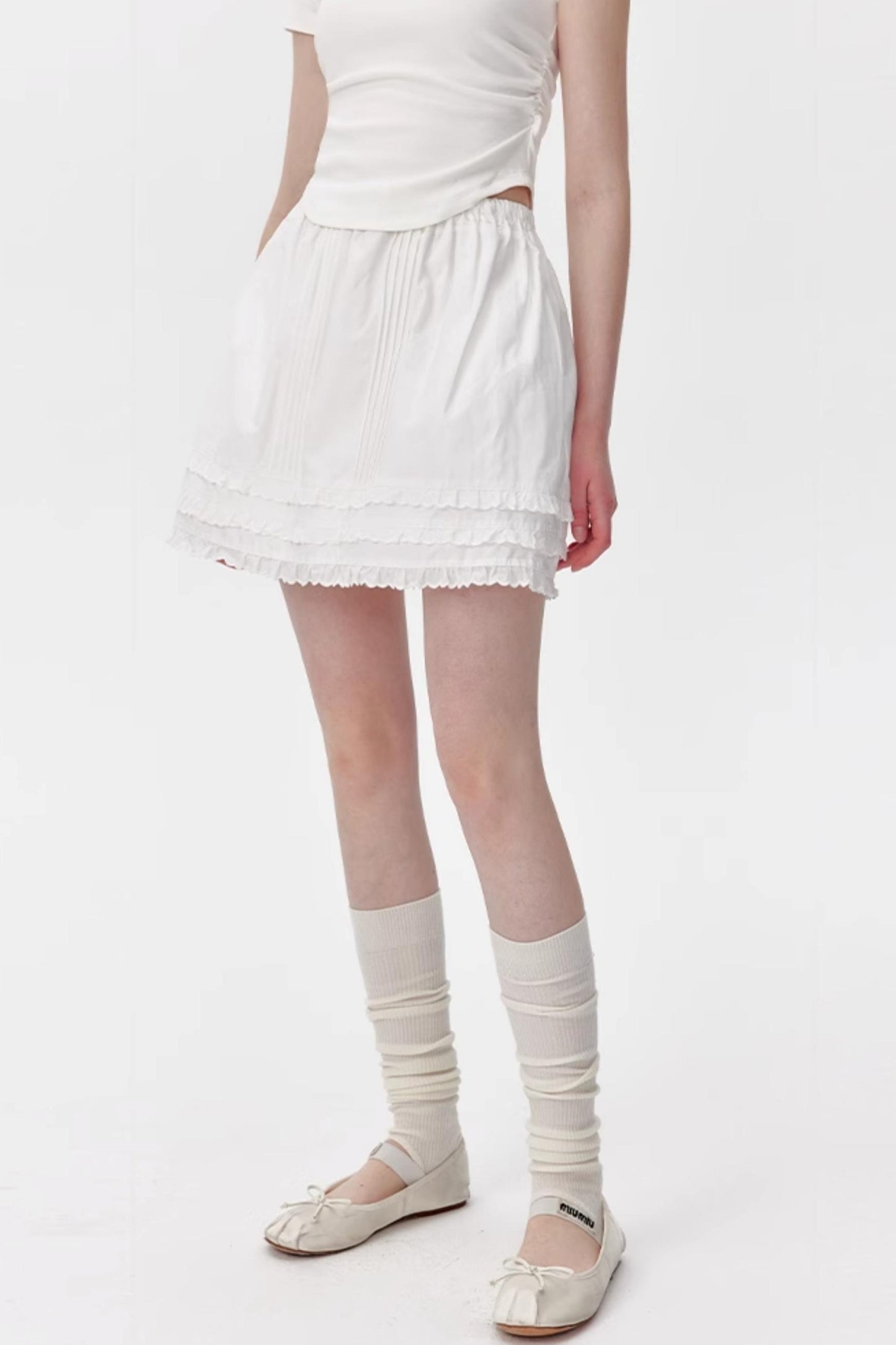 Cotton Lace Ruffle Skirt
