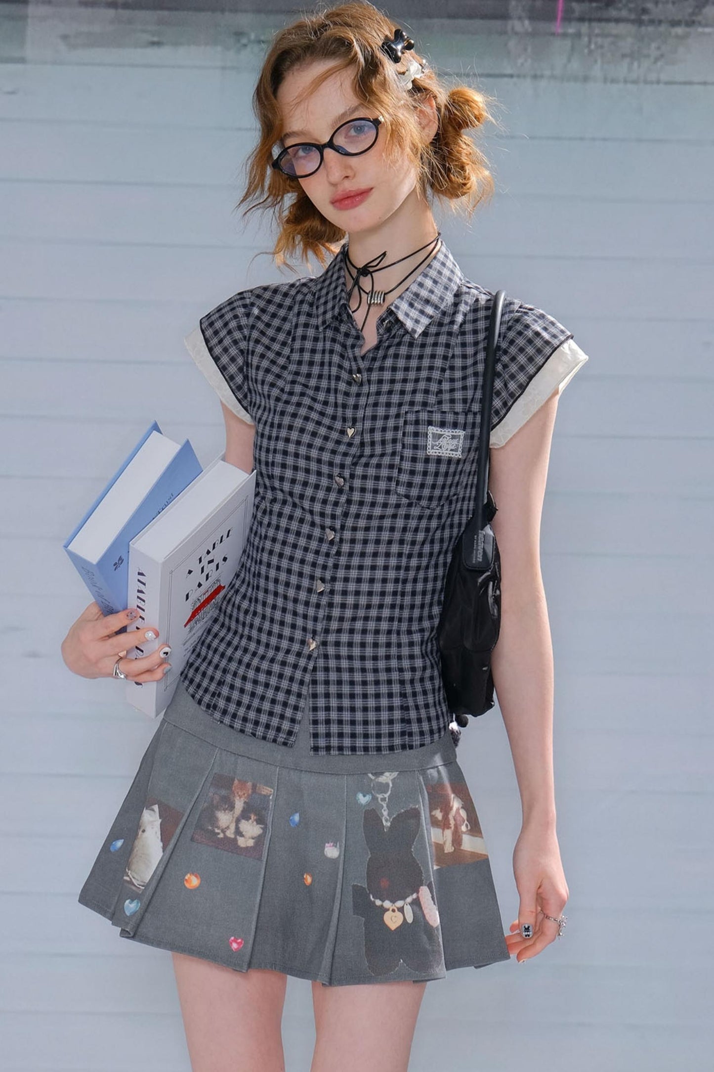 Vintage Checkered Slim Short Top