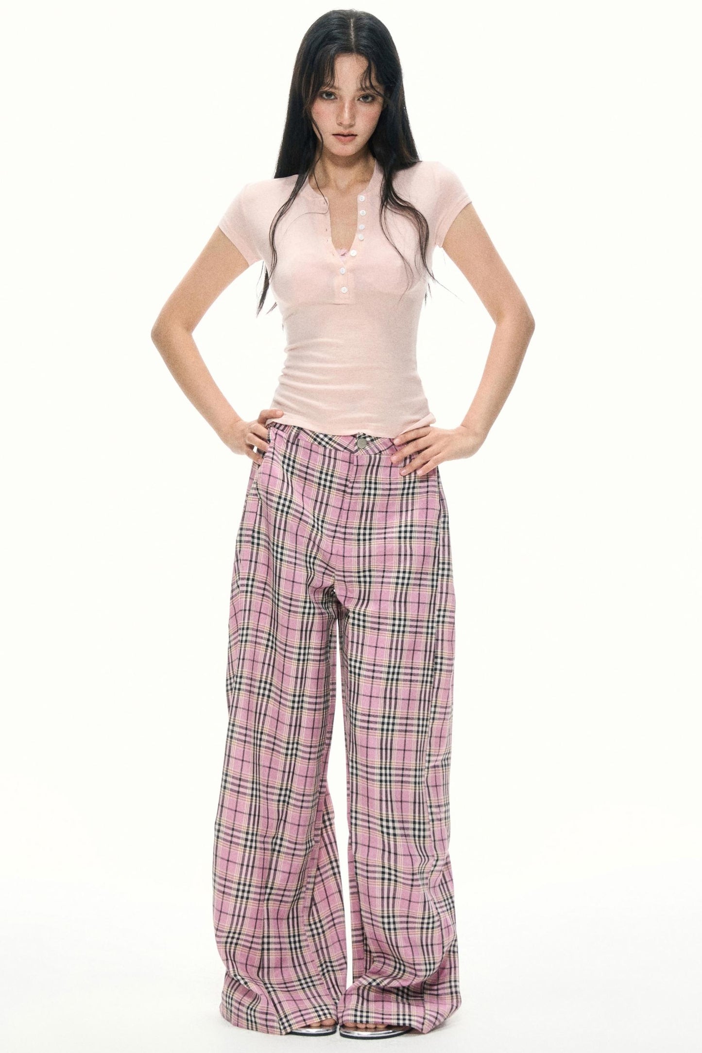 Pink Henley Wool Tee