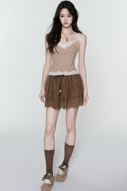 Ruffle Halter Bustier Top Set-Up