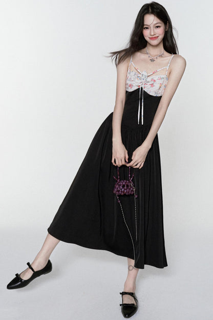 Midnight Satin Halter Dress