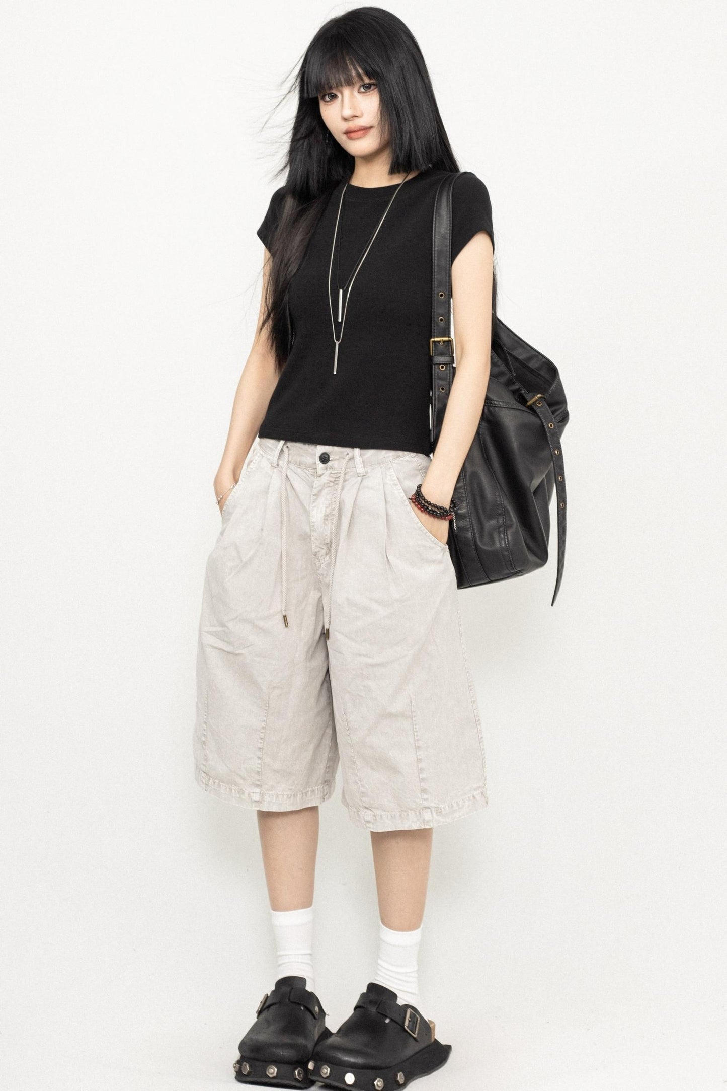 Retro Square Shoulder Slim Fit Tee