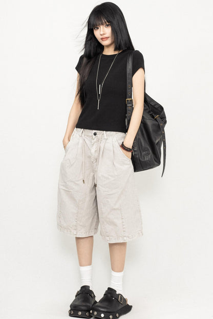 Retro Square Shoulder Slim Fit Tee