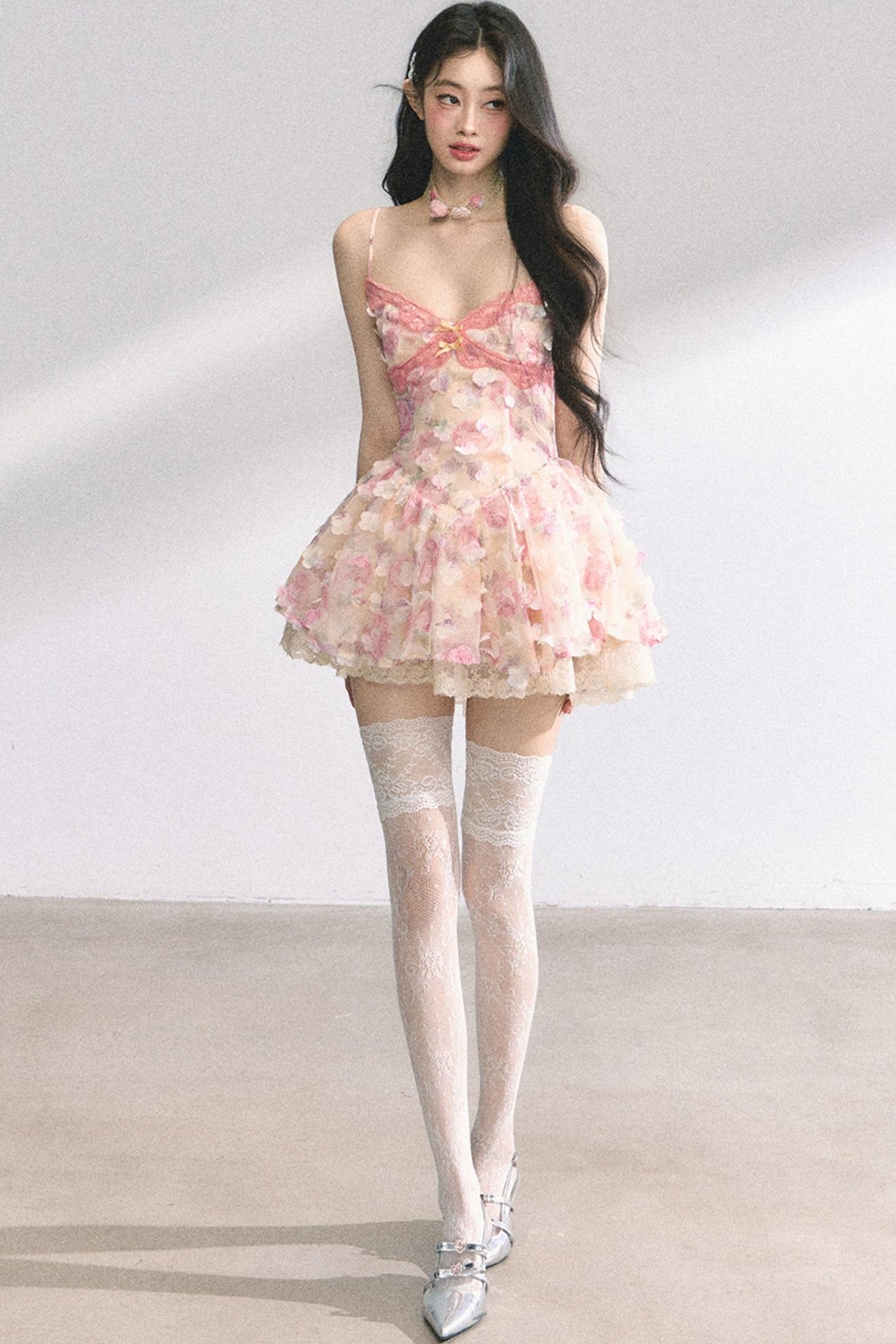 Apricot Lace Halter Dress