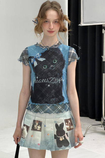 Summer Plaid Mesh Tee