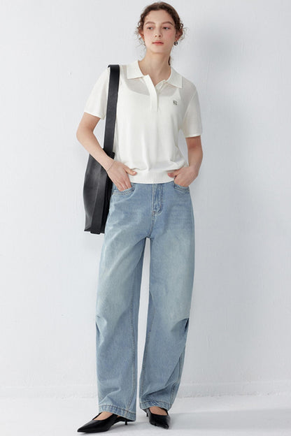 Stretch Silk Polo T-shirt