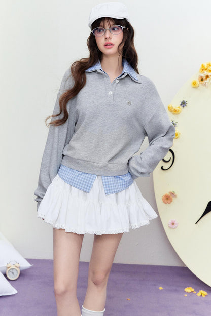 Mixed Check Polo Sweater