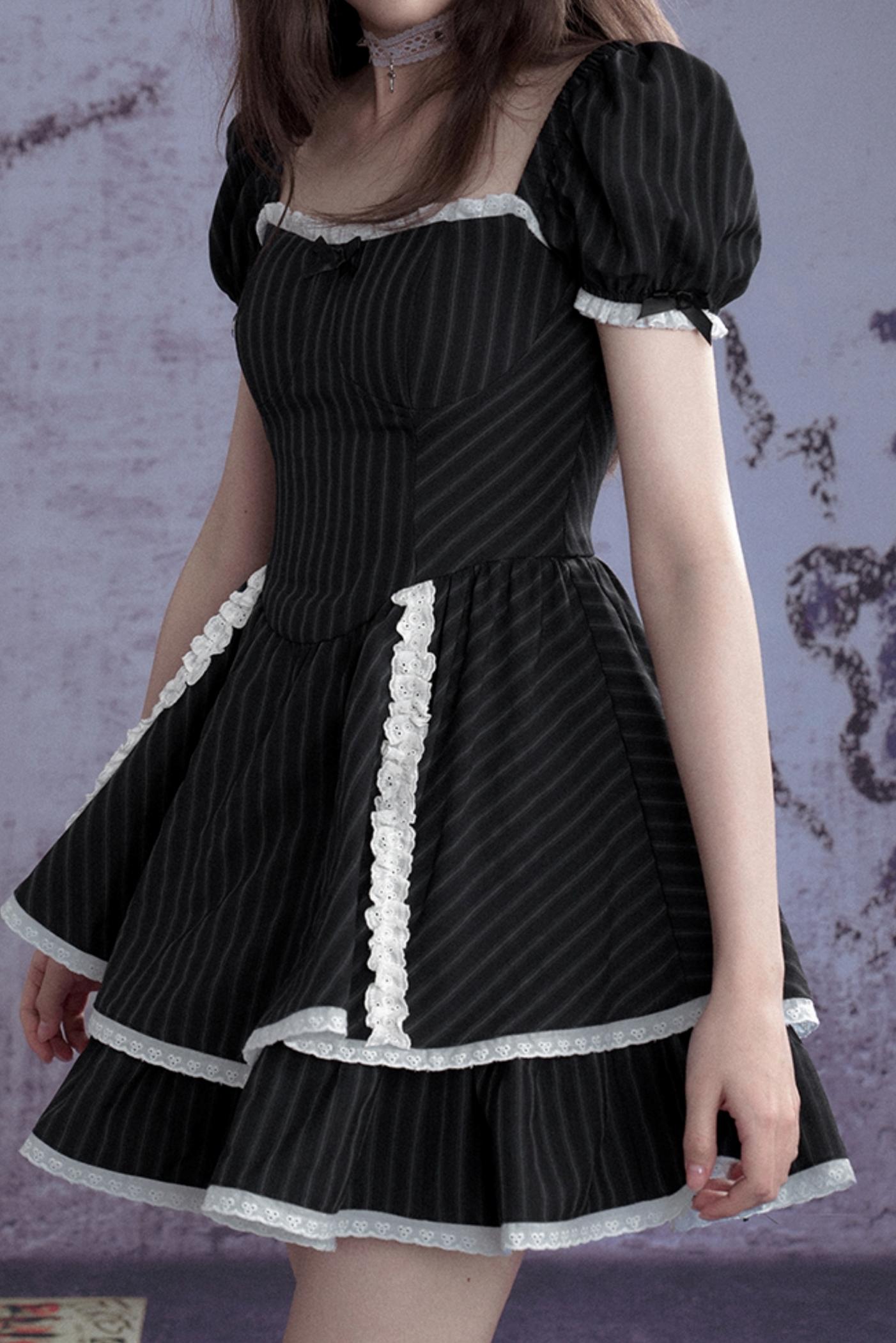 Sweet Striped Lace Dress