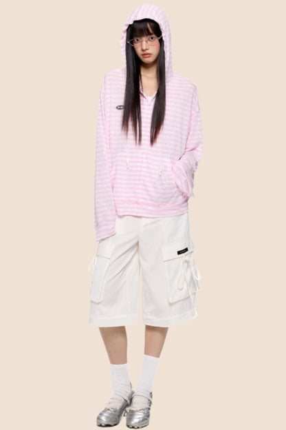 Pink Striped Summer Coverall Jacket