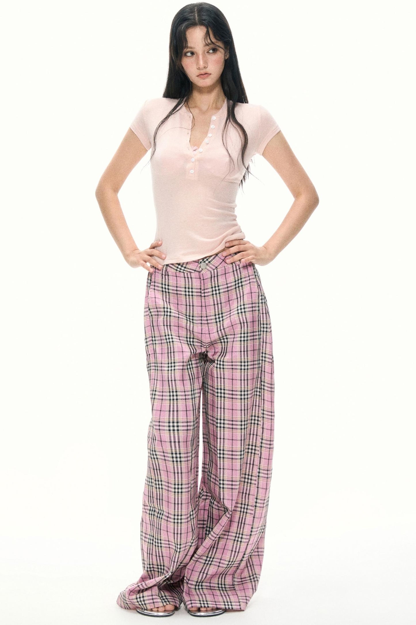 Pink Henley Wool Tee