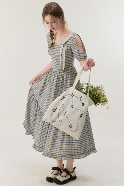 Gray Plaid A-Line Dress