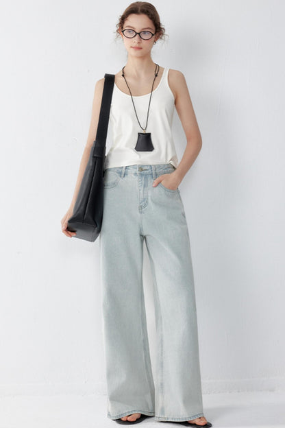 High-Waisted Distressed Jeans