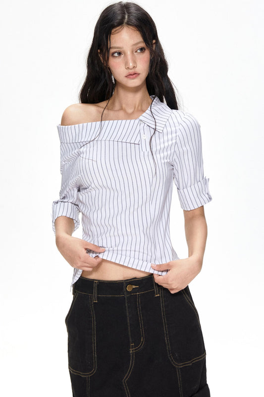 Striped Lapel Blouse