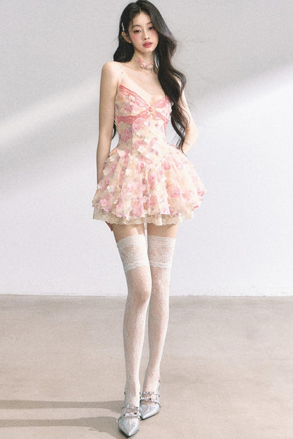 Apricot Lace Halter Dress