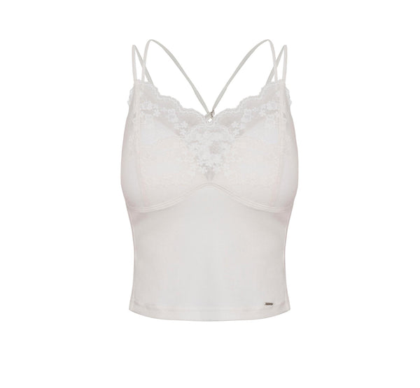 Lace Ruffle Top With White Cami Set-Up