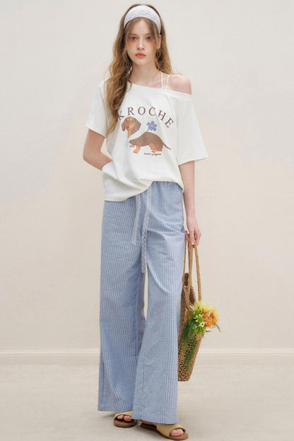 Lace-Trimmed Wide-Leg Trousers