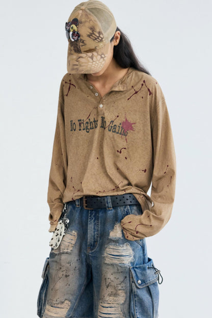 Vintage Splash Ink Henley Tee