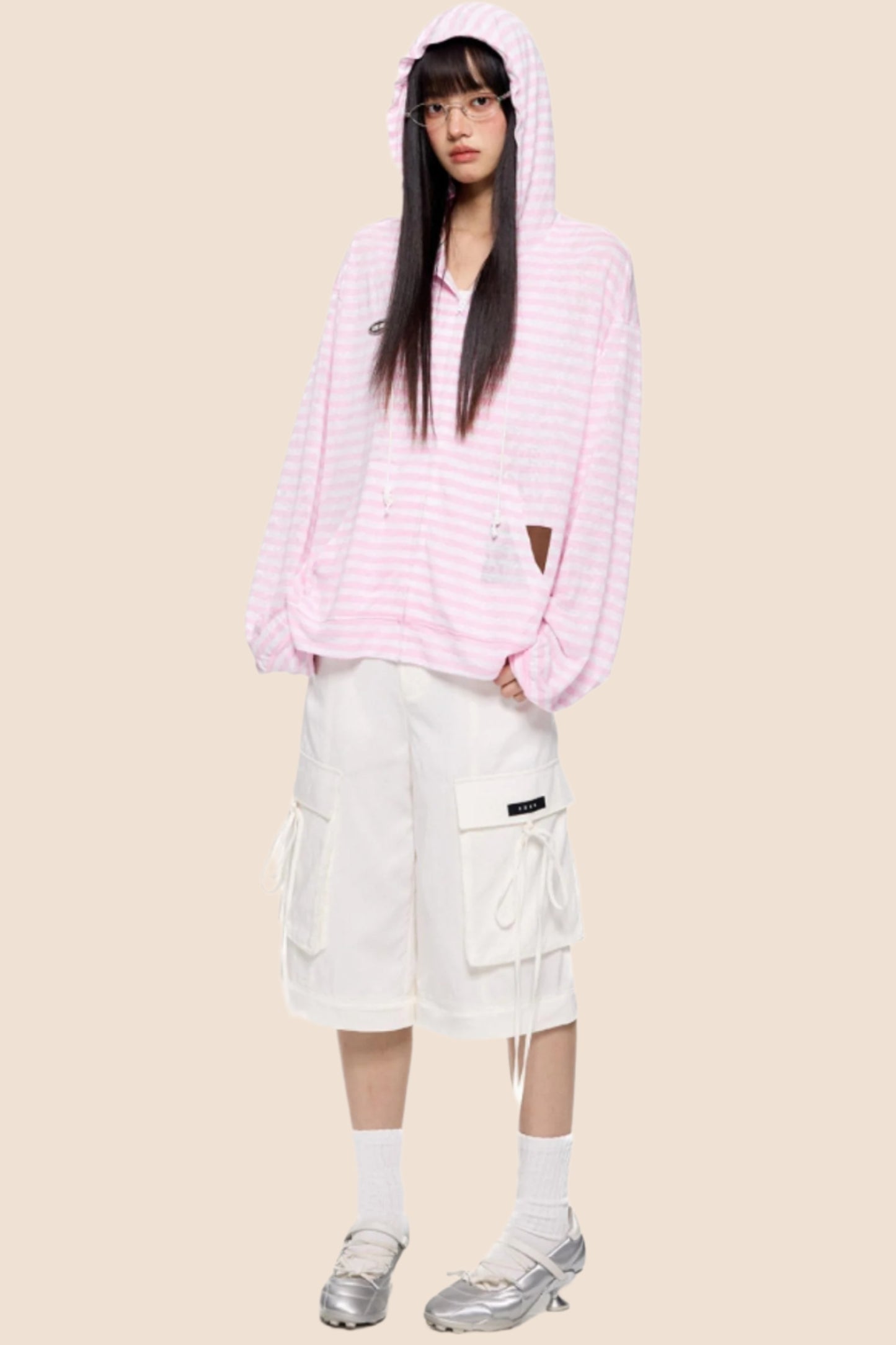 Pink Striped Summer Coverall Jacket