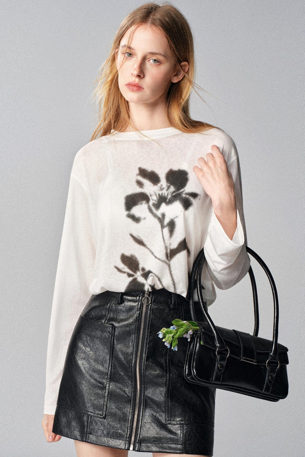 Gothic Rose Vintage Print Long Sleeve T-Shirt