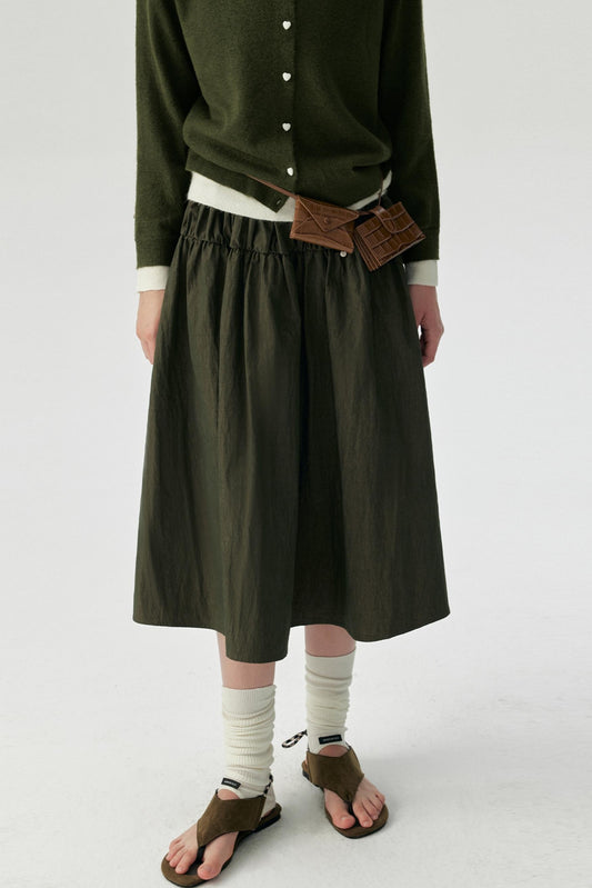 Wooden Cotton A-Line Swing Skirt