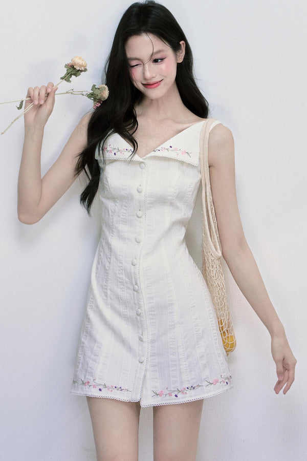 Wind French Cotton Texture Short Dress