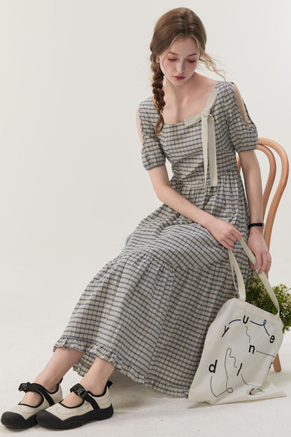 Gray Plaid A-Line Dress