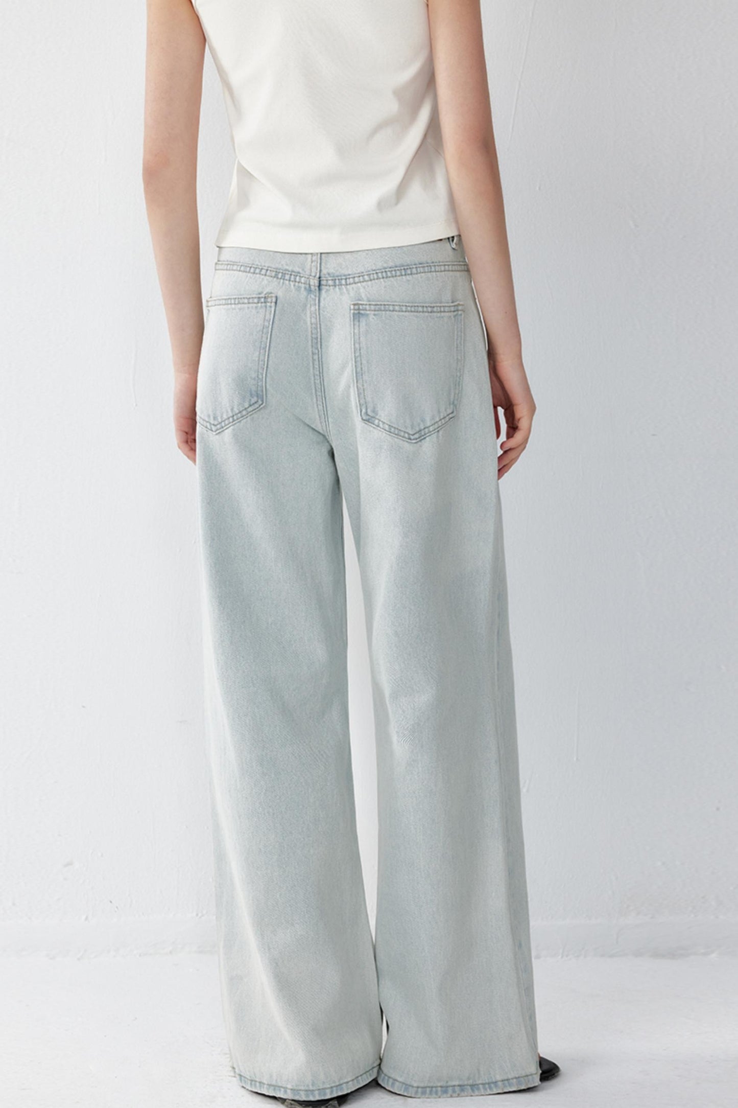 High-Waisted Distressed Jeans