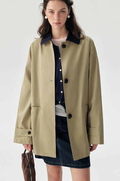 Autumn Contrast Trench Coat