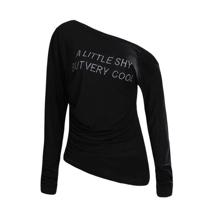 Slim Fit Black Off-Shoulder Blouse